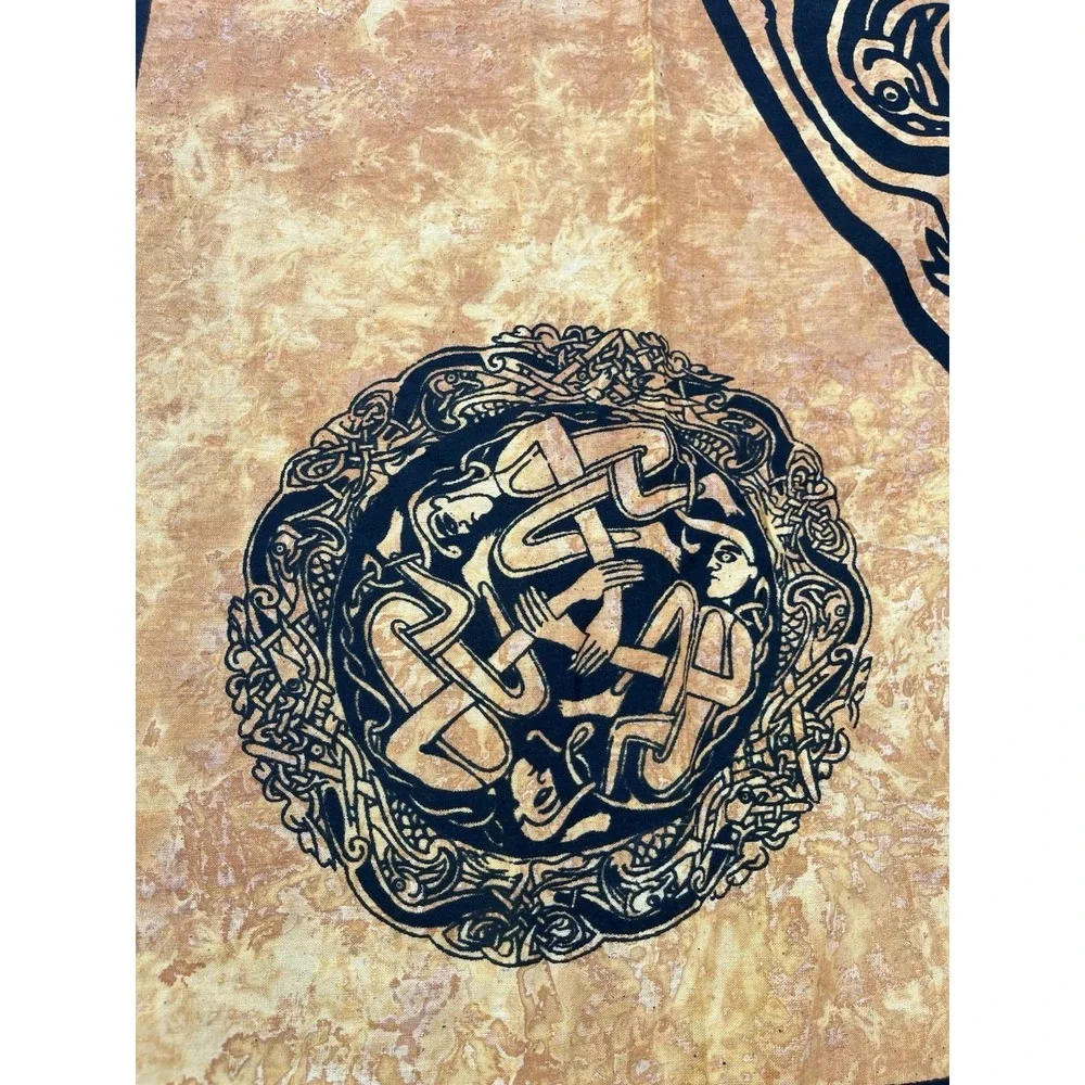 Vintage Tablecloth Wall Art Curtain Endless Knot Celtic Batik Book of Kells